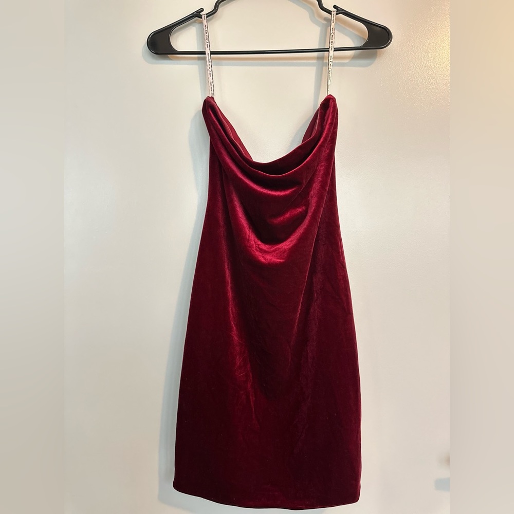 Velvet Mini  Dress, Color Wine Red!